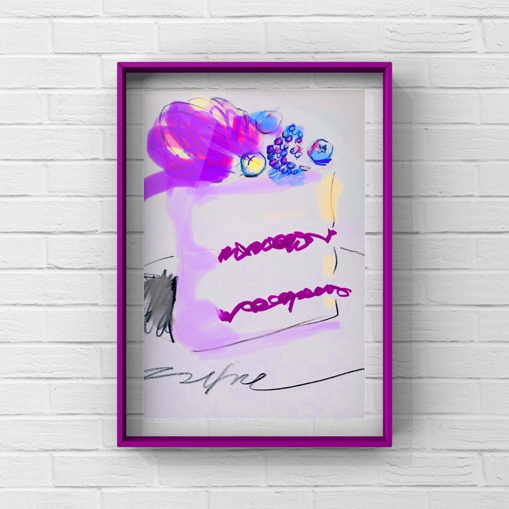 Glamorous Pink & Purple Cake Art Print 💜🍰